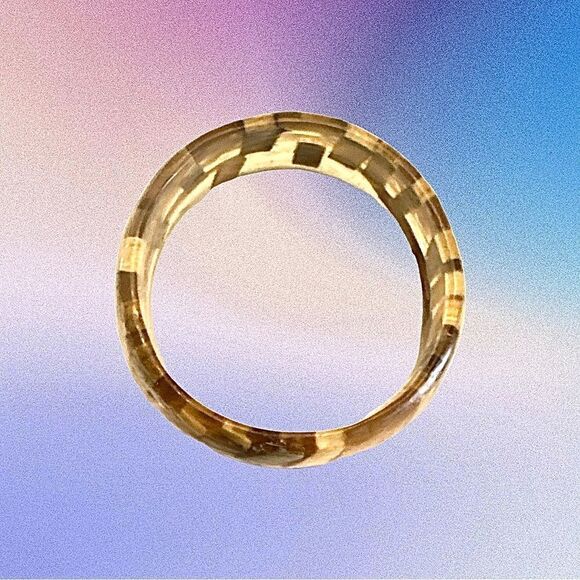 Vintage scalloped wood Dmd resin unique bangle bracelet 3” diameter - Picture 9 of 13